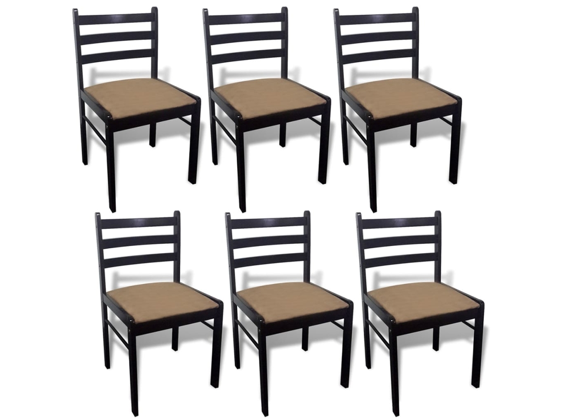 Conjunto 6 Cadeira de sala VIDAXL Marrom Madeira (44x45x81 cm)
