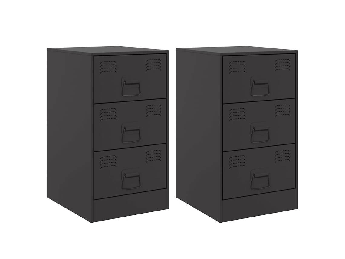 Juego de mesita de noche de dos piezas, 34,5x39x62 cm, acero negro, EXCLUSIVA MAISON