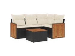 Maison Exclusive - Set De Muebles De Jardín 5 Pzas Y Cojines Ratán Sintético Negro
