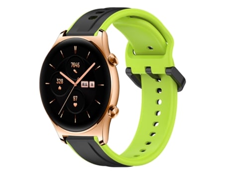 Correa de reloj inteligente para Honor Watch GS 3 de 22 mm de silicona bicolor con bucle convexo (negro + lima)