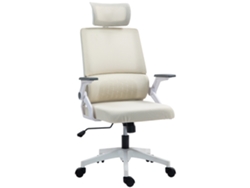 Silla de oficina con reposacabezas 60x61x121,5 Beige