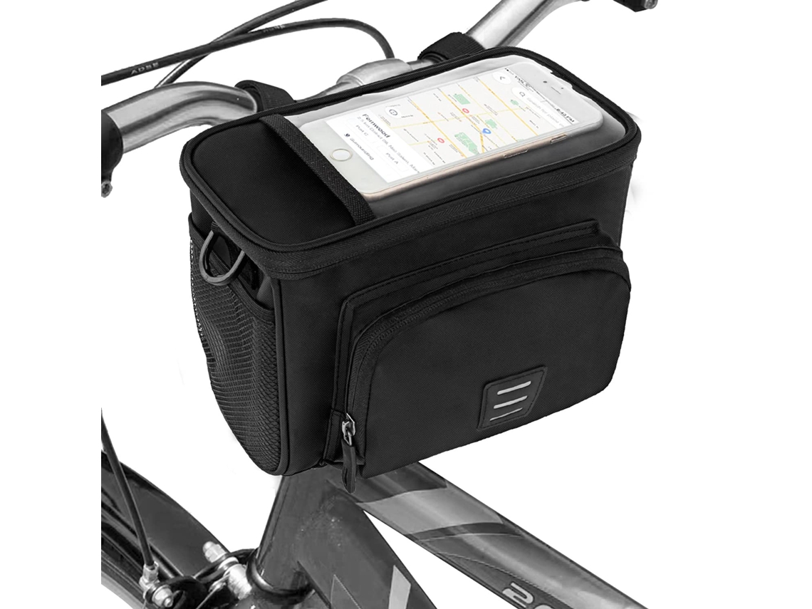 Bolsa para manillar de bicicleta, cesta delantera para bicicleta con pantalla táctil, resistente al agua, paquete de almacenamiento de accesorios para bicicleta BISBISOOUS