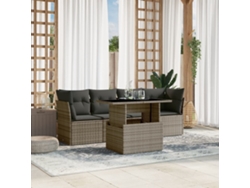 Conjunto de sofás de jardín de 5 piezas DKD Home Decor con cojines de mimbre gris