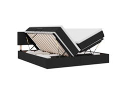 Maison Exclusive - Cama De Almacenamiento Led Con Colchón Negro 200 X 200 Cm Tela