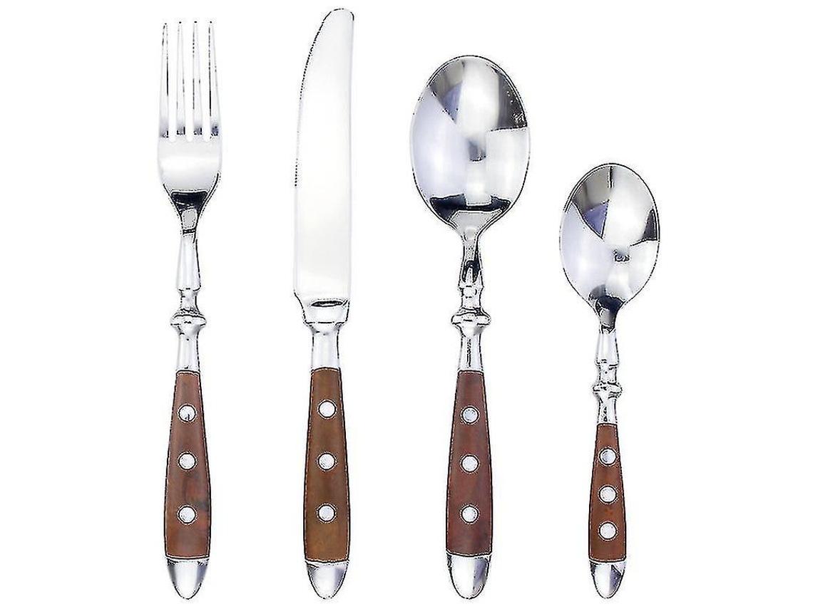Set De Cubiertos De Acero Inoxidable Con Mango De Resina Clásico Y Elegante Utensilios Para Hogar Restaurante Regalo 3152 Marrón