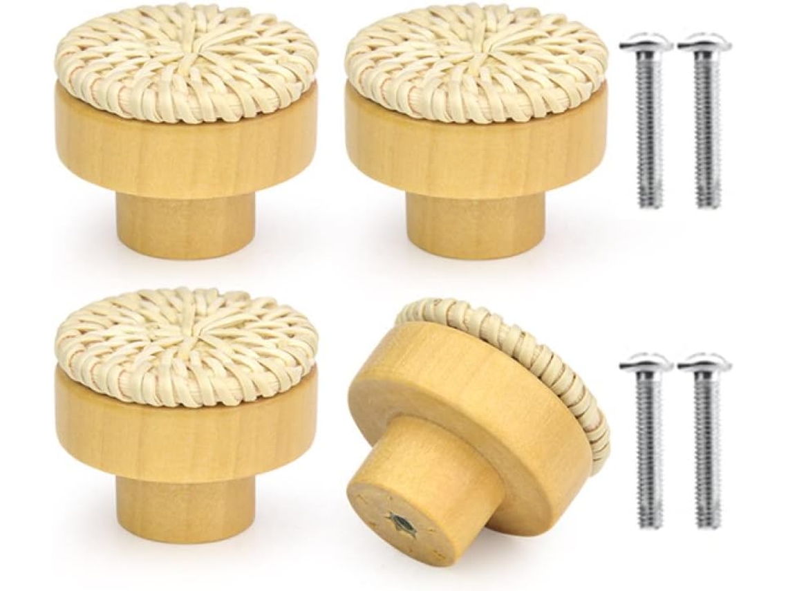 Tiradores De Muebles De Cajón De Ratán De Madera Natural Para Jóvenes Y