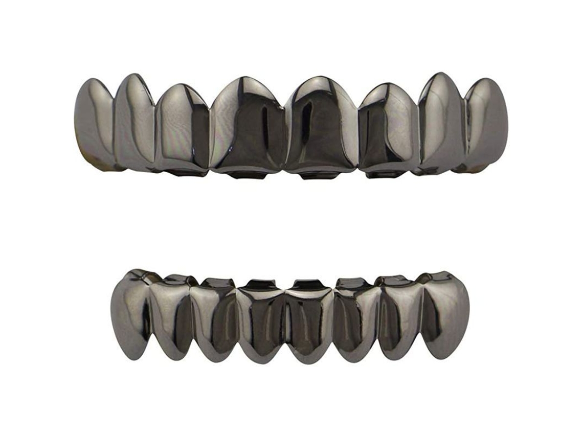 Juego De Parrilla Dental De Oro De 18 Quilates Para Dientes Superiores E Inferiores Con 8 Dientes Para Hombres Y Mujeres.