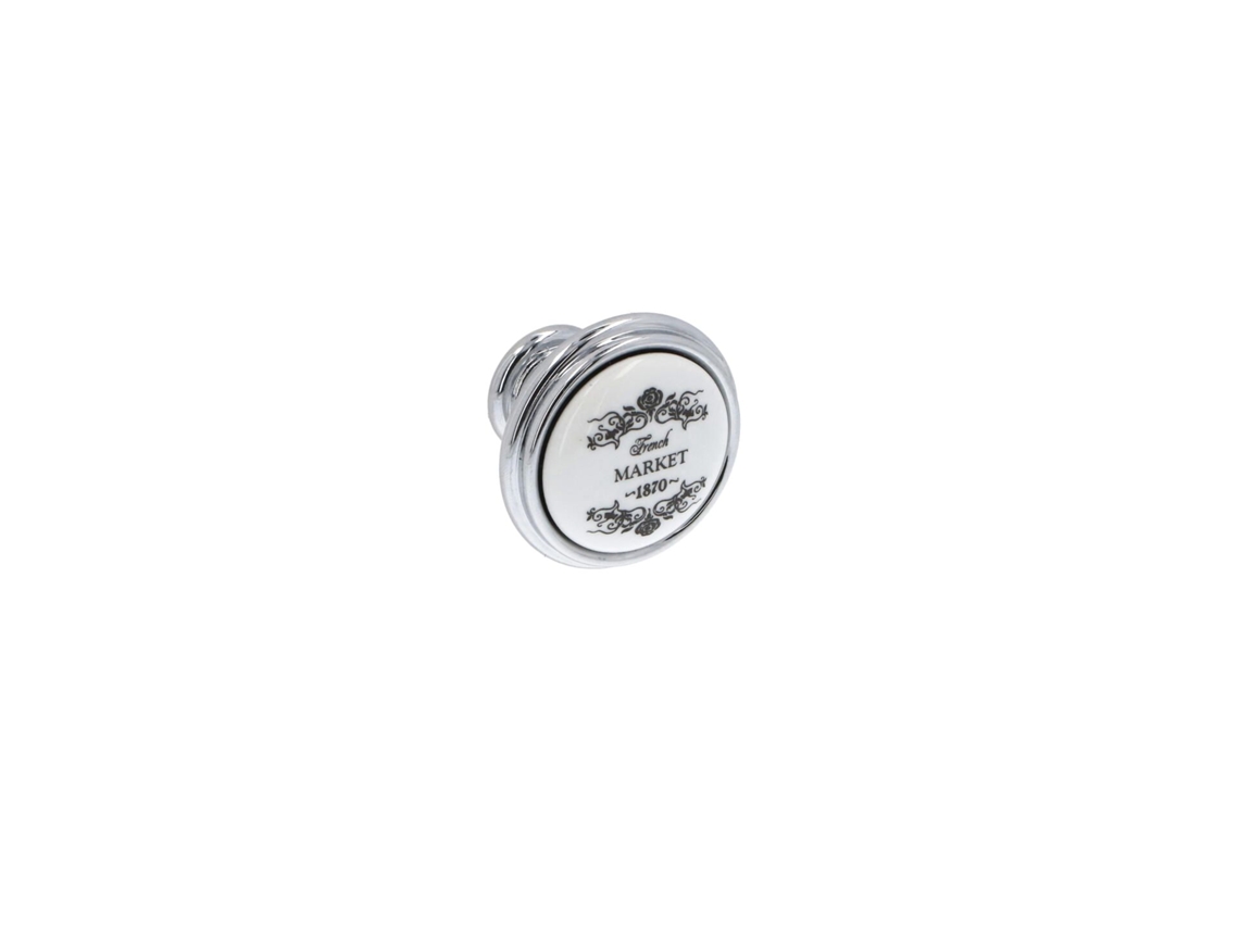 Pomo Para Muebles De Zamac Y Porcelana Diámetro 35mm Cromo Pulido Lote De 6
