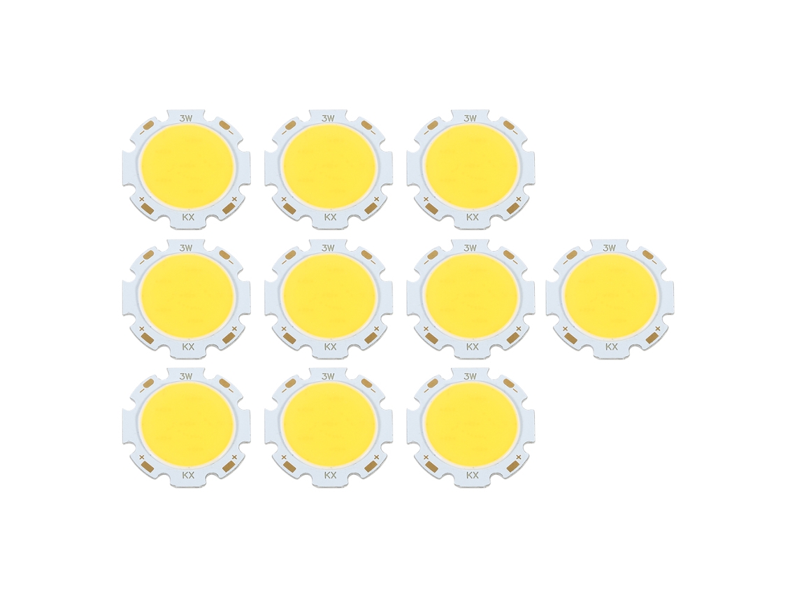 10pcs Chip Cob Led Redondo 3w Potente Bombilla Luz Blanco Natural