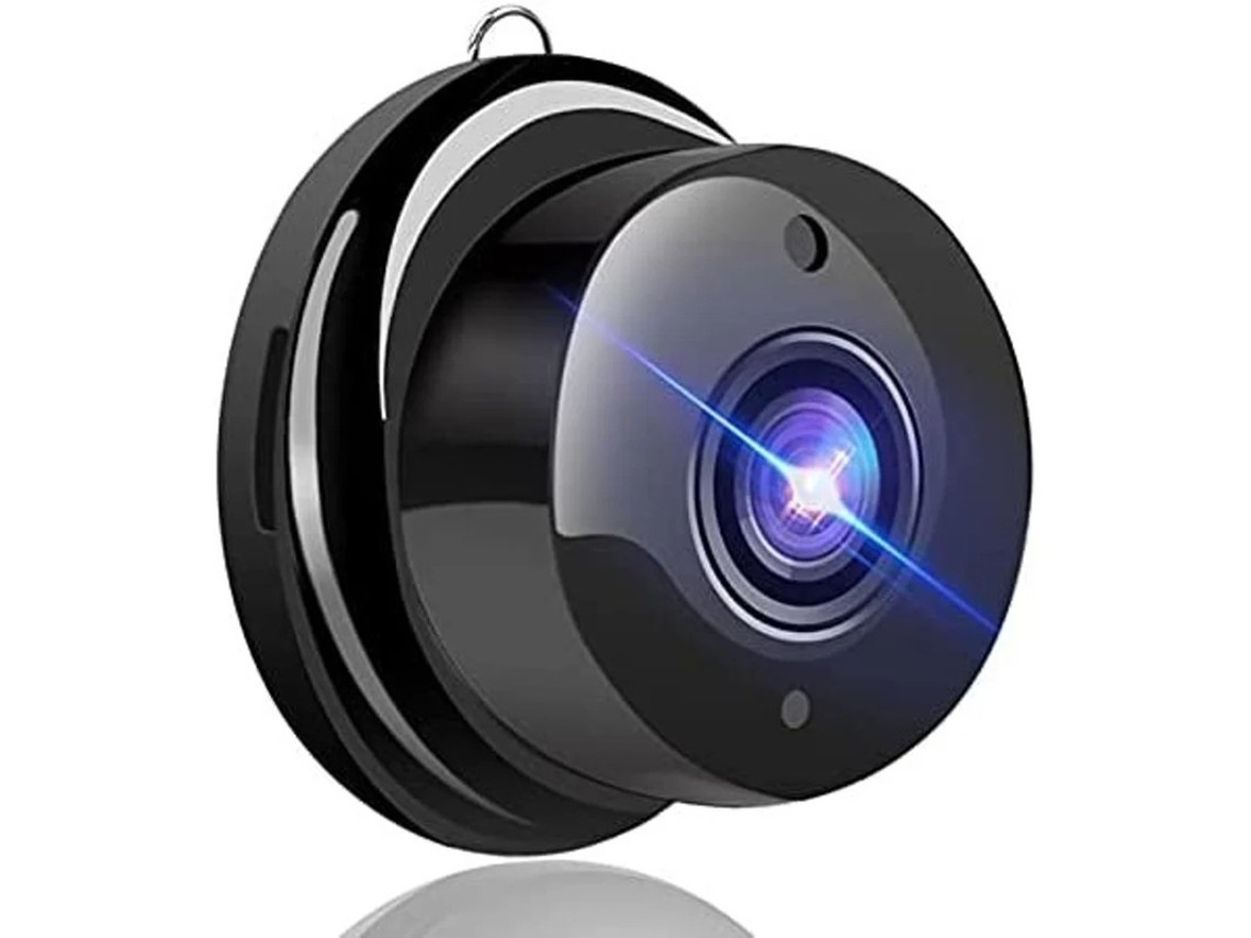 Mini cámara de seguridad inalámbrica con wifi, cámara nocturna infrarroja, ideal para interiores y exteriores (negro)