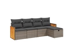 Conjunto 5 de sofás jardín con cojines VIDAXL ratán sintético gris
