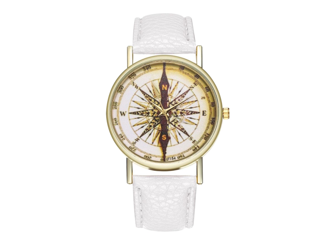 Reloj De Pulsera De Cuero Moda Para Mujer De Cuarzo Ocio Blanco