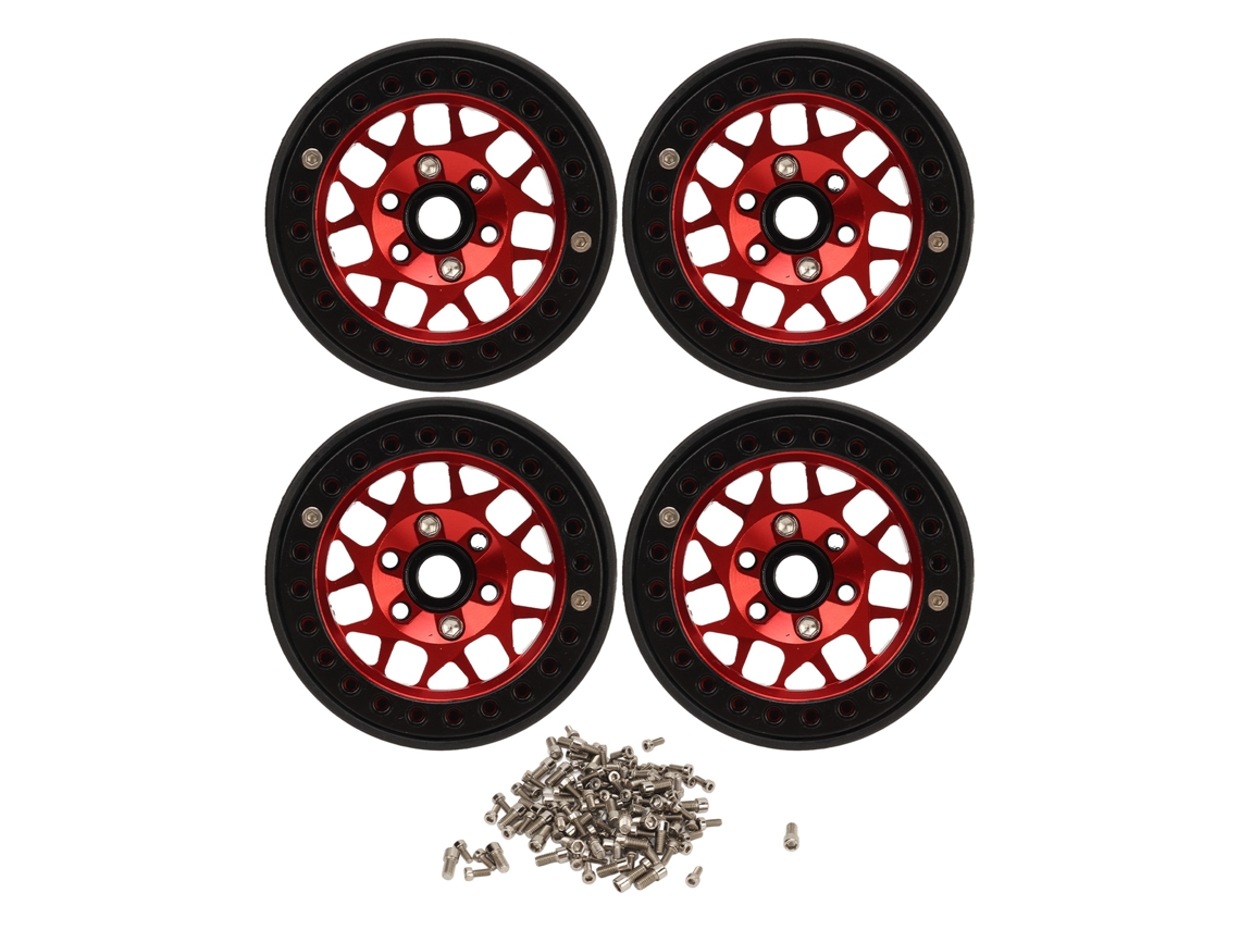 4 Ruedas Para Coche Rc Crawler, Aleación De Aluminio, Beadlock De 1,9 Pulgadas, Universales, Para Scx10 Ii Rojo