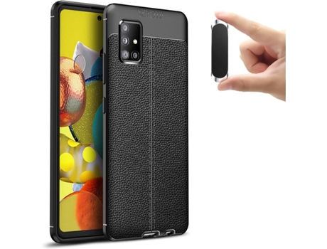 Carcasa y Soporte Samsung A51 5G Rugged Leather Negro