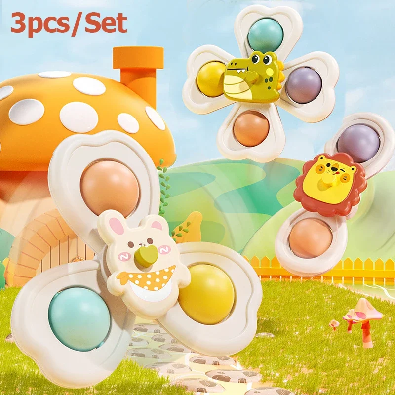 (set De 3 Piezas) Set De 3 Juguetes Giratorios Con Ventosa, Divertido Juego Para El Baño Del Bebé.