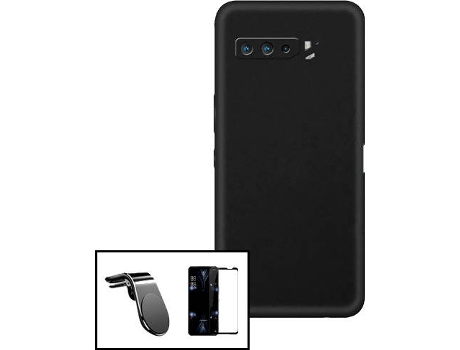 Carcasa + Protector + Soporte Magnético L Safe Driving Asus ROG Phone 5s PHONECARE Silicona Líquida Negro