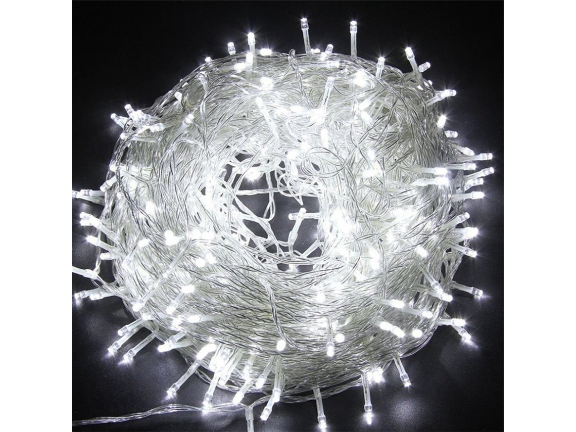 Guirnalda de luces LED, impermeable, inalámbrica y con enchufe. MDUG (Luz blanca, 16 m, 40 LED)