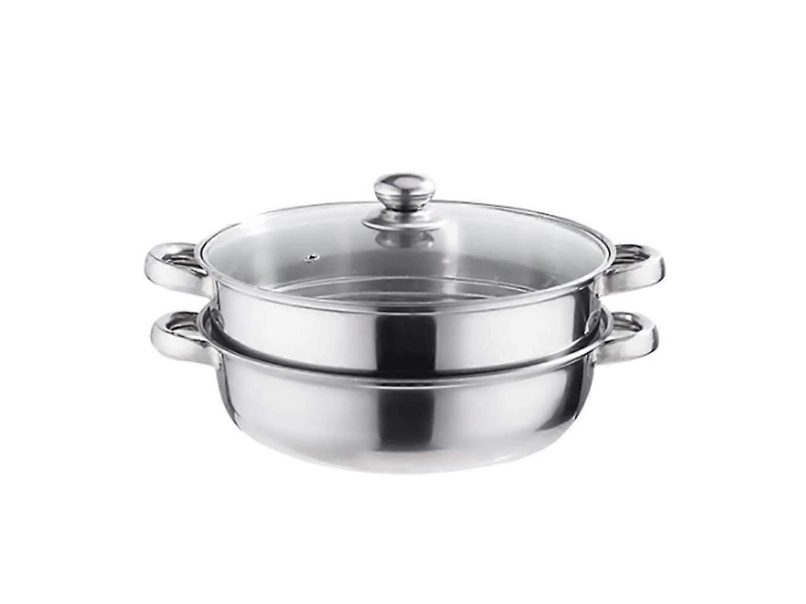 Olla vaporera de acero inoxidable de 28 cm, gran capacidad, multicapa, apta para lavavajillas.