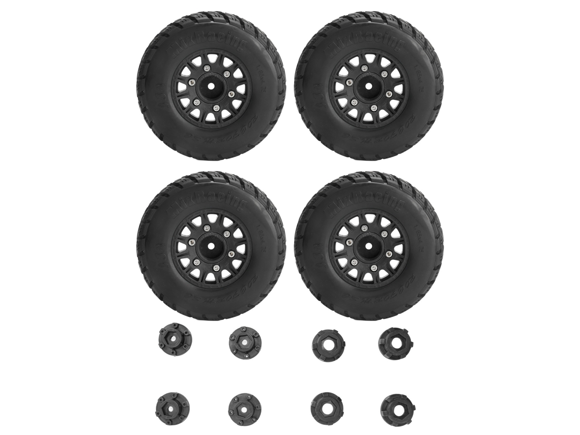 4 Pneus De Caminhão Curto Rc 1/10 Diâmetro 113mm Borracha Plástico Acessórios Para Arrma Preto