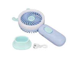 Ventilador Portátil De Mano Con Forma De Oídos De Ciervo 3 Velocidades Usb Recargable Con Luz Ambiente Azul