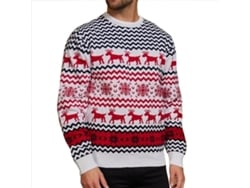 Rebe-jersey Suéter de Natal com Gola Redonda, Manga Longa, Macio e Casual, Tamanho M, Branco