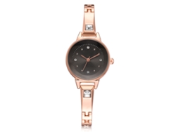 Reloj De Pulsera Lvpai Para Mujer Con Brazalete De Aleación Y Diamantes De Imitación, Oro Rosa + Negro, Cuarzo.