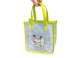 Bolsa De Playa Plegable E Impermeable De Gran Capacidad Con Malla De Pvc Y Estampado De Perro Surfista Para Viajes Y Compras.