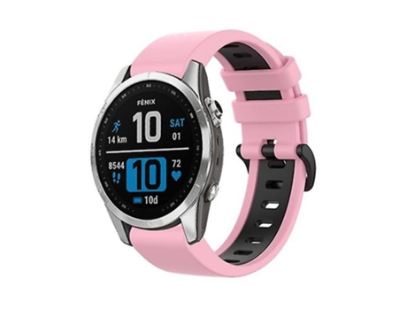 Correa para Garmin Fenix 7s 22 mm Correa de reloj deportiva de silicona bicolor rosa-negro VENISYMLIS