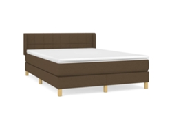 Maison Exclusive - Cama Box Spring Con Colchón Tela Marrón Oscuro 140x190 Cm