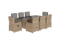 Maison Exclusive - Set Comedor De Jardín 9 Pzas Con Cojines Ratán Sintético Beige