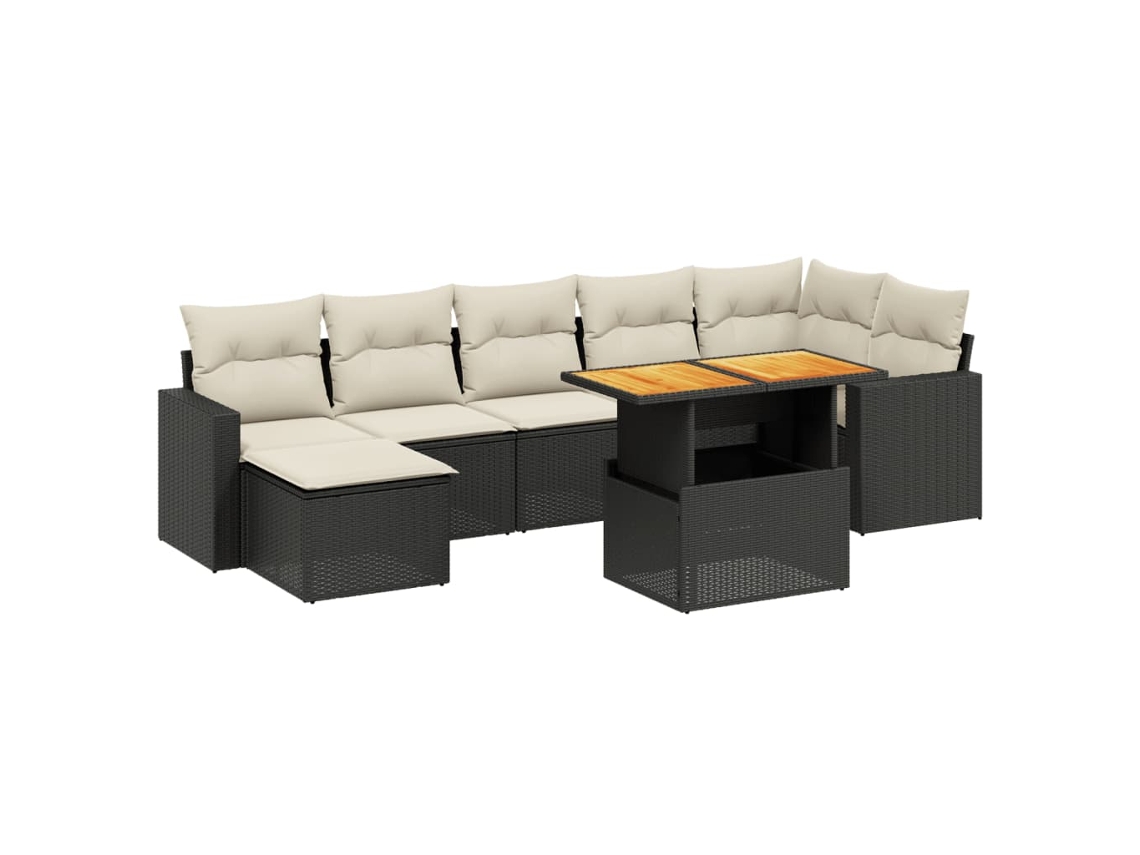 Maison Exclusive - Set De Sofás De Jardín 8 Piezas Y Cojines Ratán Sintético Negro