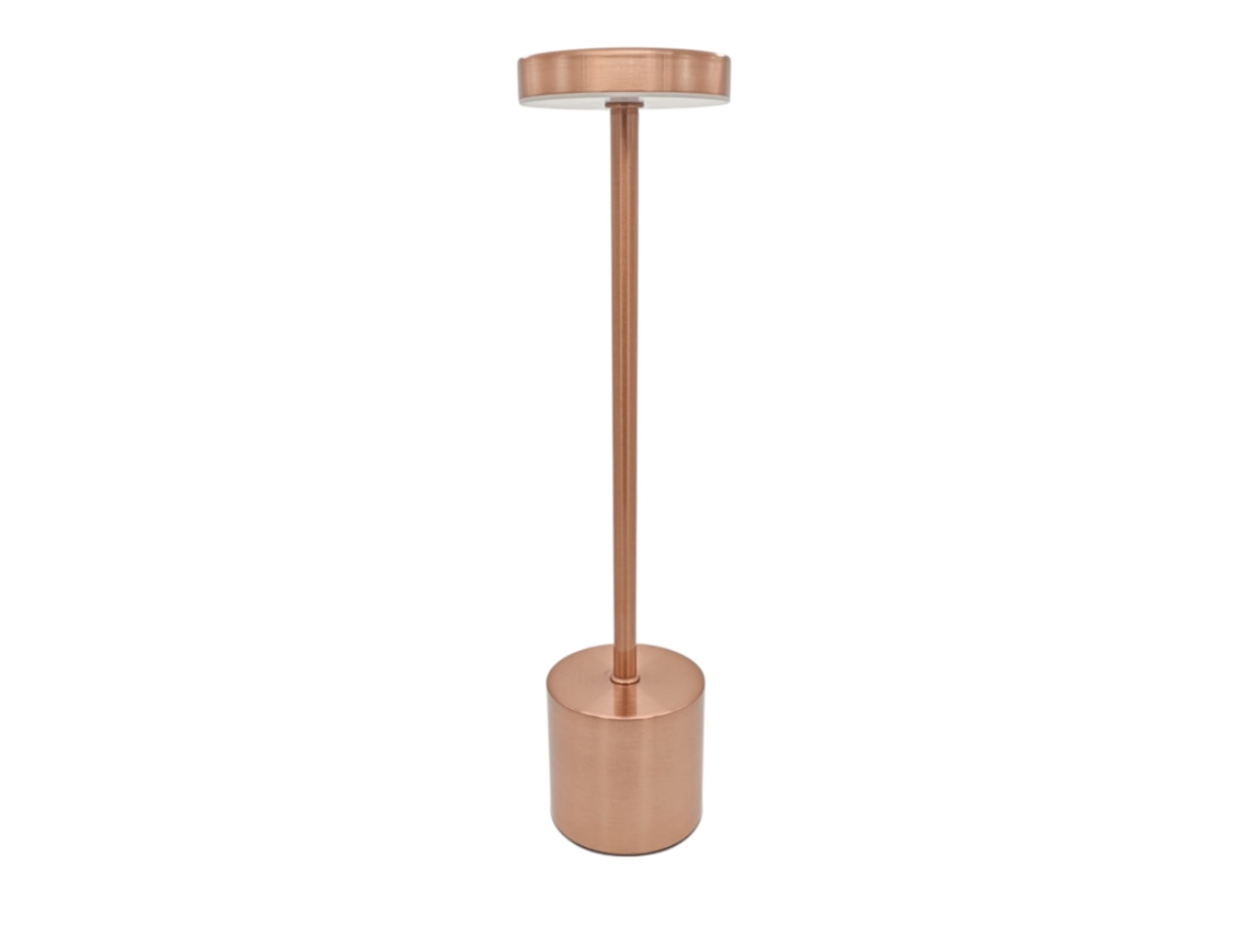 Lámpara de mesa LED de metal color cobre, táctil, recargable, 3 tonos de luz regulables, 2000 mAh, Jandei