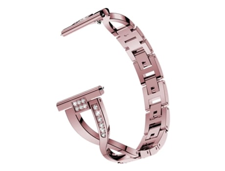Correa de metal en forma de x 20mm decoración de diamantes de imitación para Garmin Forerunner 245 - rosa