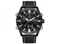 Reloj Electrónico De Cuarzo Naviforce Para Hombre, Resistente Al Agua, Con Correa De Pu (negro Y Blanco)