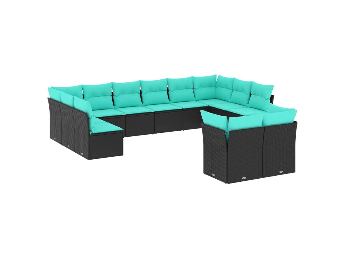 Maison Exclusive - Conjunto De Sofá De Jardín De 12 Piezas Con Cojines, De Poliratán Negro
