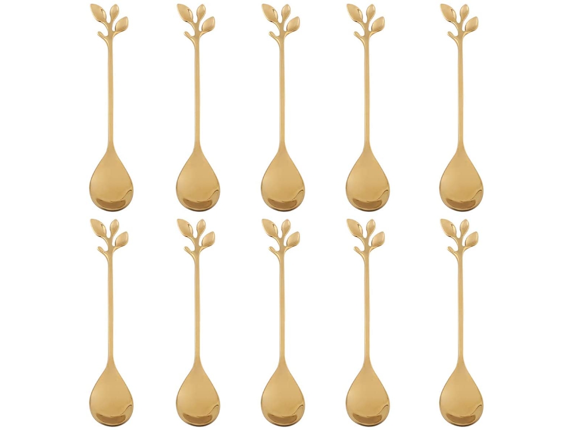 Cuchara de café en forma de hoja - Set creativo (10 piezas) para postres NEVEANCE