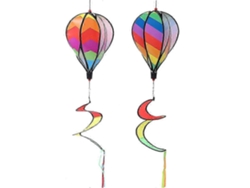 2 adornos colgantes de globos aerostáticos arcoíris para exteriores, 120 x 27 cm
