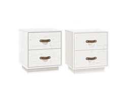 Maison Exclusive - Mesitas De Noche 2 Uds Madera Maciza Pino Blanco 40x34x45 Cm