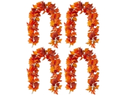 Corona de hojas otoñales para exteriores (4 piezas) con guirnaldas artificiales decorativas Gokoco