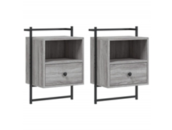 Cabecero Mesitas Noche Pared Madera Gris (40x30x61cm)