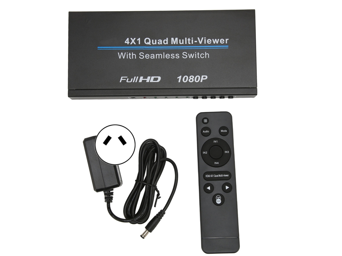 Hdmi 4x1 Quad Multi Viewer 4 En 1 Salida 1080p Switcher Ir Plug Au 110‑240v