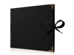 Álbum De Recortes Negro, 21x21cm, 60 Páginas, Papel Kraft De 250 G/m², Con Cinta.