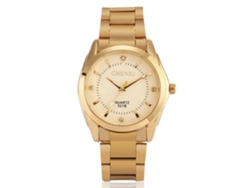 Reloj Hombre De Cristales Strass Correa Acero Inoxidable Cuadro Dorado De Cuarzo