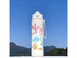 Botella de agua infantil de 750 ml de capacidad, fabricada en plástico ecológico. Mdug (blanco océano)
