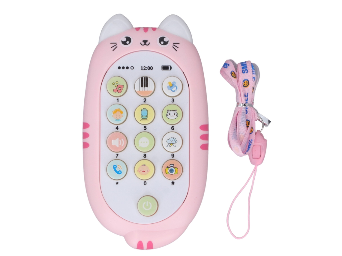 Ats-juguete Teléfono Bebé Para Morder Con Música, Canciones Y Luces, Regalo Para Niños De 1 Año, Rosa