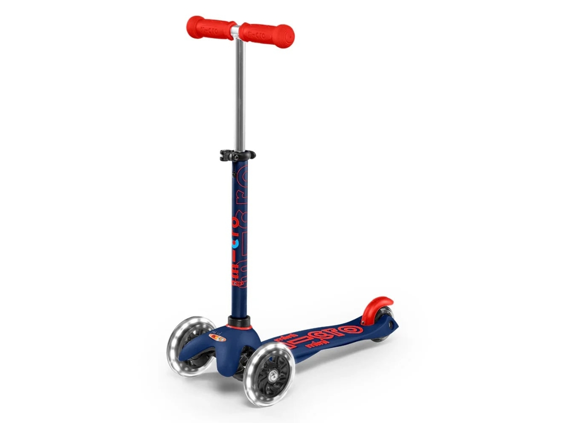 Patinete plegable para niños Micro Mini Micro Deluxe con luces LED azul marino ajustables