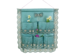 JEIIBRZUI Saco de Armazenamento Montada Parede Bordado ZEAICOS Algodão Renda (44x25x3cm)