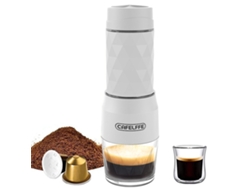 Mini cafetera espresso manual portátil para acampar y viajar, 3 en 1 con 18 bares de café caliente y frío.