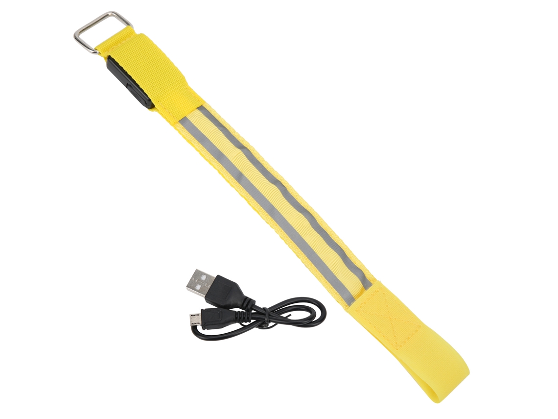 Banda LED reflectante con dos franjas luminosas y carga USB para correr de noche al aire libre