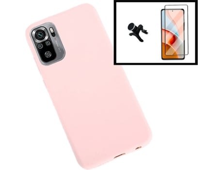 Kit Carcasa, Protector Cristal 5D y Soporte Magnético Reforzado Xiaomi Redmi Note 10 5G PHONECARE Silicona Rosa